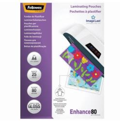 Fellowes Lamináló fólia, A4, 80 micron, fényes, 25 db/doboz, Fellowes® (5396205) - tonerpiac