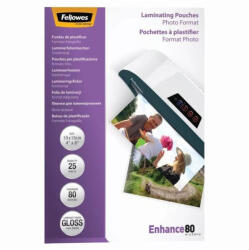 Fellowes Lamináló fólia, 100x150mm, 80 mikron, fényes, 25 db/doboz, Fellowes® (5440602) - tonerpiac