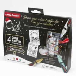 uni Folyékony kréta UNI PWE-5M Karácsonyi kiadás Tradicionális színek 4 darabos (2UPWE5M4DBTRAD3) - tonerpiac