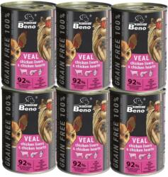  marka niezdefiniowana Super Beno PIES gabonamentes falatkák borjúhússal, csirkemájjal és csirkeszívvel, szószban 6x415g