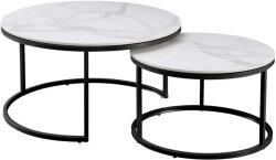 TEMPO KONDELA LASTRO 2 db-os szett fehér márvány/fekete acél