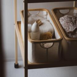 Quax Bézs pamut tárolódoboz Quax Stella 45 x 30 cm (65MM001N)