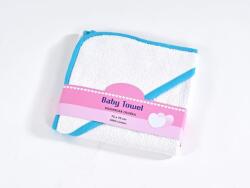 PROFOD FROTÉ / Baba frottír törölköző kapucnival - fehér/kék szegéllyel 75x75 cm (prof_2633)