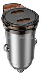 hoco. NZ16B autós töltő 2 Type-C aljzat (45W, PD gyorstöltő 3.0) SÖTÉTSZÜRKE (HOCO_NZ16B) (HOCO_NZ16B)