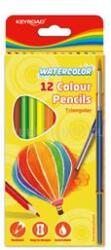 Keyroad Színes ceruza készlet akvarell, háromszögletű ecsettel Aqua Fun 12 klf. szín (KEYROAD_38489) (KEYROAD_38489)