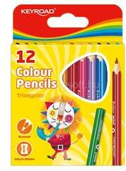 Keyroad Színes ceruza készlet rövid, háromszögletű Keyroad 12 klf. szín (KEYROAD_38501) (KEYROAD_38501)