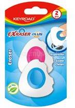 Keyroad Radír, PVC mentes 2 db/bliszter Exraser Plus vegyes színek (KEYROAD_38456) (KEYROAD_38456)
