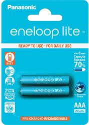 Panasonic Eneloop LITE AAA akkumulátorok, 550mAh, 3000 töltési ciklus, buborékfólia, 2 db (BK-4LCCE/2BE)