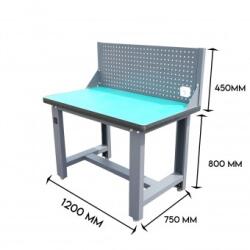 BRECKNER Masa, banc de lucru atelier cu priza 220V si panou perforat 1200x750x800+450mm