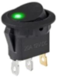  Kerek billenőkapcsoló Leddel Zöld