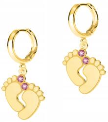  Arany láb fülbevaló gyerekeknek piros cirkónia ezüst 925