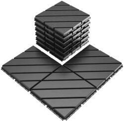  20 darabos Teno® teraszlap készlet, fa mozaik, tartós, egymásba illeszthető, PVC, 30 x 30 cm, 1, 8 m2/doboz, fekete színű