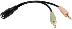 LogiLink Cablu audio, 2x 3, 5 mm 3 pini/M-3, 5 mm 4 pini/F, negru, 0, 15 m