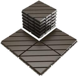  20 darabos Teno® teraszlap készlet, fa mozaik, tartós, egymásba illeszthető, PVC, 30 x 30 cm, 1, 8 m2/doboz, barna színű