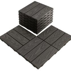  20 darabos Teno® teraszlap készlet, fa mozaik, tartós, egymásba illeszthető, PVC, 30 x 30 cm, 1, 8 m2/doboz, csokoládébarna színű