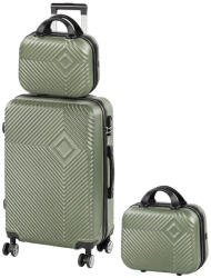 Leziter TraveLux Pro XIII gurulós bőrönd szett olajzöld (LTRPBS-XIII-OG) - geminiduo