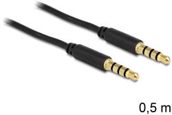 Delock sztereó kábel 3.5 mm 4 pin csatlakozó csatlakozó, 0, 5 m, fekete
