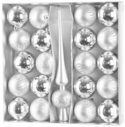 MagicHome MagicHome karácsonyi gömbök, készlet, 21 db, 6 cm, ezüst, csúcs, karácsonyfára (TC8091057)