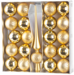 MagicHome MagicHome karácsonyi gömbök, készlet, 21 db, 6 cm, arany, csúcs, karácsonyfára (TC8091055)