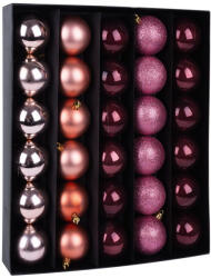 MagicHome MagicHome karácsonyi gömbok, 30 db, réz-rózsaszín, mix, karácsonyfára, 6 cm (TC2171329)