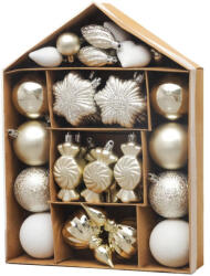 MagicHome karácsonyfadísz készlet, 32 darabos, bézs színű, mix, fényes, matt és csillámos felülettel (TC8091914)