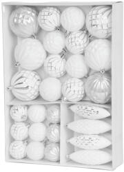 MagicHome MagicHome karácsonyi gömbök, készlet, 31 db, 5-6-8-12 cm, fehér-ezüst, karácsonyfára (TC8091518)