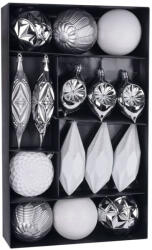 MagicHome MagicHome karácsonyi gömbök, készlet, 16 db, ezüst-fehér, karácsonyfára, 8-15 cm (TC2171331)