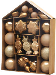 MagicHome karácsonyfadísz készlet, 32 darabos, bronz színű, mix, fényes, matt és csillámos felülettel (TC8091912)