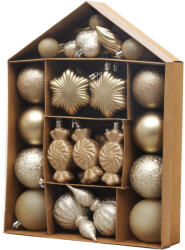 MagicHome karácsonyfadísz készlet, 32 darabos, barna színű, mix, fényes, matt és csillámos felülettel (TC8091911)