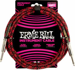 Ernie Ball Braided Straight Straight Inst Cable 3 m Egyenes - Pipa Hangszerkábel (P06394)