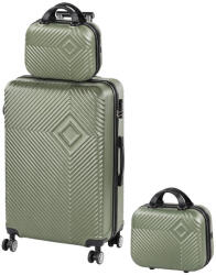 Leziter TraveLux Pro XIV gurulós bőrönd szett olajzöld (LTRPBS-XIV-OG) - homelux