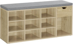  Cipős szekrény paddal és szürke ülőpárnával és fiókkal TAYLOR ARTISAN 104x30x48 cm, fehér