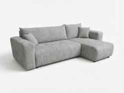  Világosszürke kihúzható sarokkanapé SORELA CORD, kétoldalas + 2 párna ingyenesen Poso 110