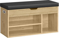  Cipőtartó pad fekete, műbőr ülőlappal TAYLOR ARTISAN 80x30x44 cm