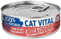 Cat Vital Shredded Fillets in Sauce Gabonamentes Konzerv Macskáknak (Marha és Csirke) - 70 g