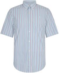 Timberland Риза с къс ръкав Timberland Men's Striped Short Sleeve Oxford Shirt - White Yd