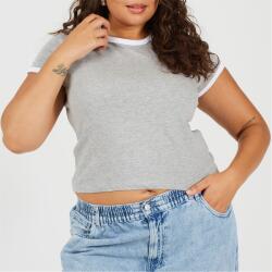 Brave Soul Plus Size Short Sleeve T-shit with Contrast Neck and Sleeve Rib - Grey/White