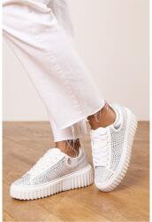 Wheres That From Маратонки Wheres That From Lace Up Trainer with Diamante pattern and chunky sole - White