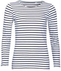 SOL'S Női tengeri csíkos hosszú ujjú póló XS fehér|kék