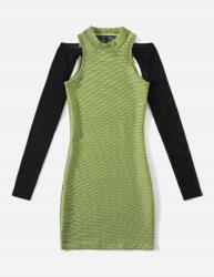 Shein IC56302 Shein Bordázott Ruha Mini Hosszú Ujjú Kivágással (50) M