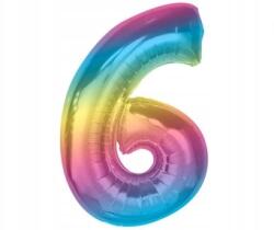 GoDan Fólia lufi 6-os szám - szivárványos, 92 cm, születésnap