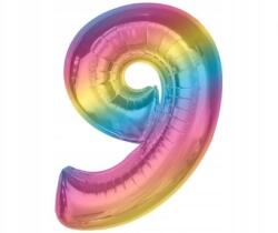 GoDan Fólia lufi 9-es szám - szivárványos, 92 cm, születésnap