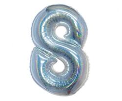 GoDan Fólia lufi 8 holografikus - ezüst, 76 cm, 1 db, Beauty&Charm