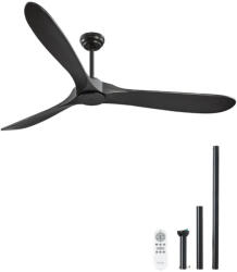 VEVOR Mennyezeti ventilátor 180 cm fa lapátokkal, világítás nélkül távirányító fekete (WDDS72INCHSMJRTAEV7)