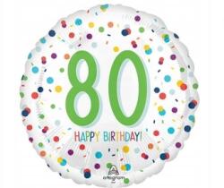 Amscan Fólia lufi 80. születésnapra 46 cm, kerek - többszínű, 1 db