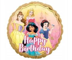 Amscan Disney Hercegnő fólia lufi, kerek, 46 cm, többszínű