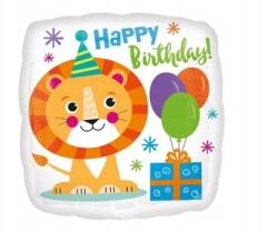 Amscan Szülinapi fólia lufi, négyzet alakú, Happy Birthday mintával, 46 cm