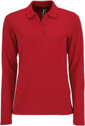 SOL'S Női Perfect Pique hosszú ujjú póló pólóing M vörös