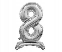GoDan Álló fólia lufi szám 8 - ezüst színű, 74 cm, 1 db, Beauty&Charm
