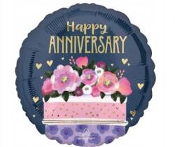 Amscan Fólia lufi 46 cm kerek - többszínű, 1 db, Happy Anniversary